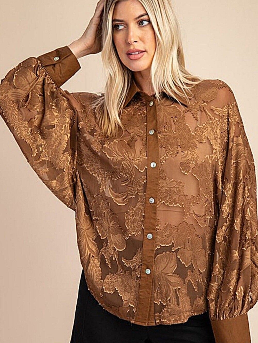 Fab'rik Sheer Floral Oversized Blouse